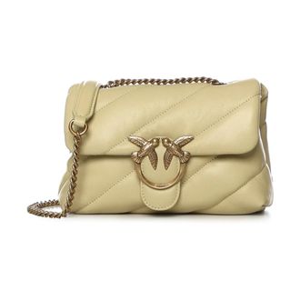 Pinko Mini Love Bag Puff Maxi Quilt - Dames - Schoudertassen - Geel - ONE Size - Katoen - Tassen