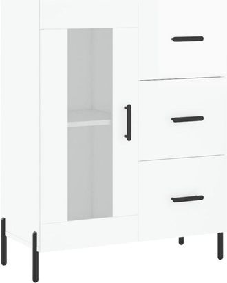 vidaXL Vidaxl - Aparador de madera contrachapada blanco brillante 69,5x34x90 cm