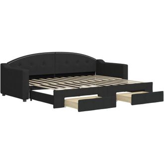 vidaXL Sof&aacute; Cama Nido Con Cajones Tela Negro 80x200 Cm Vidaxl