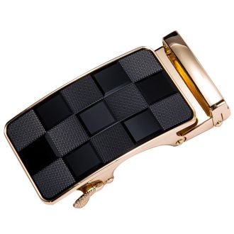 Barry.Wang Belt Buckle Ratchet Belts for Men 40MM with Adjustable Automatic Slide Black Check Gold Buckle Golf Belt Click
