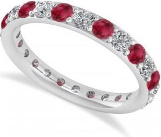 Allurez Diamond & Ruby Eternity Wedding Band 14k White Gold (1.50ct)