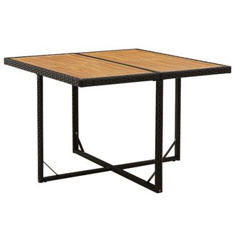 vidaXL Vidaxl - Mesa De Jard&iacute;n Rat&aacute;n Sint&eacute;tico Madera Acacia Negro 109x107x74cm