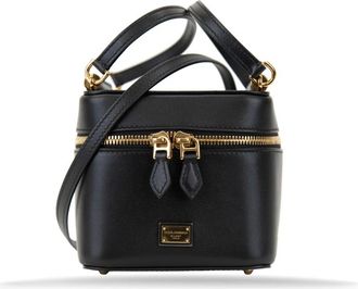 Dolce & Gabbana Leren Dames Schoudertas met Spiegel - Dames - Handtassen - Zwart - ONE Size - Tassen
