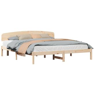 Berkfield Home Versatile Bed Frame with Headboard 200x200 cm Solid Wood Pine in Beige