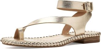 Vince Camuto Libahs Ankle Strap Toe Loop Flat Sandals Womens Sandals Egyptian Gold : 5.5 M, Leather