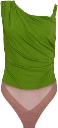 Elisabetta Franchi Bodysuit van jersey met juweeldetail op de schouder - Dames - Bodies - Groen - L - Tule - Tops