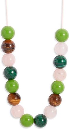 Nest Malachite & Rose Quartz Necklace in Green Multi at Nordstrom