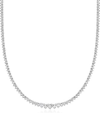 Ross-Simons Lab-Grown Diamond Graduated Tennis Necklace in Sterling Silver
