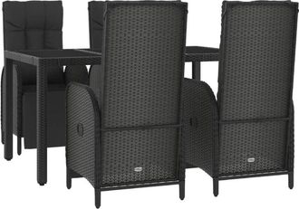 vidaXL Set De Muebles Jard&iacute;n 5 Pzas Con Cojines Rat&aacute;n Sint&eacute;tico Negro Vidaxl