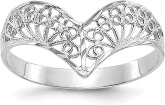 Diamond2Deal 14k White Gold Diamond-Cut Filigree Ring