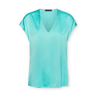 Elena Miro Dames, Blouses & Shirts, Blauw, Maat: 7XL Satijn