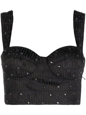 Moschino Corsetto con decorazione di cristalli - Nero