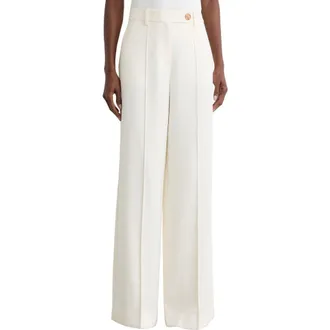 Reiss Malin High Waist Wide Leg Pants in Cream at Nordstrom, Size 14 Us