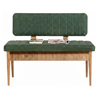 Dmora Banco Salento, Soporta 150 Kg, Estructura Verde, Asiento A 48 Cm, 110x40x85h Cm Roble Marr&oacute;n
