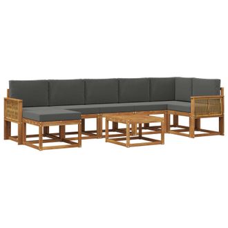 vidaXL Conjunto De Sof&aacute;s De Exterior 8 Pcs Natural Y Antracita Vidaxl