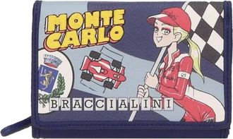 Braccialini Damesportemonnee Cartoline Monte Carlo Blauw - Dames - Portefeuilles - Blauw - ONE Size - Leer - Accessoires