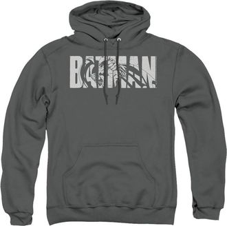 Gildan Batman Text On Gray Adult Pull Over Hoodie / Hooded Sweatshirt