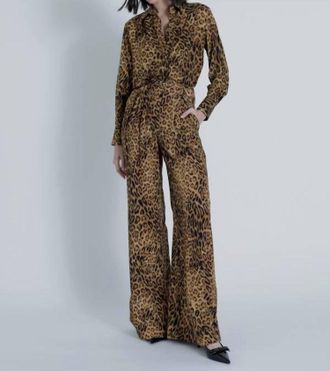 Karina Grimaldi Mia High Rise Waist And Wide Leg Print Pants In Leopard