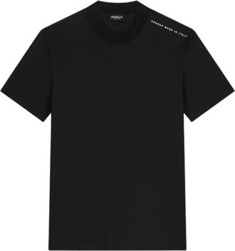 Dondup Katoenen Jersey T-shirt met Logo Print - Heren - T-shirts - Zwart - M - Katoen - Tops