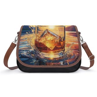 Generic Whisky Wine Sunset Crossbody Bags for Women Fashion Leather Shoulder Handbags With Adjustable Strap