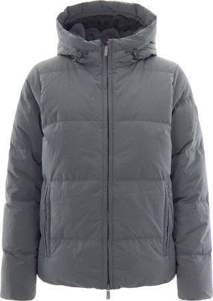 K-Way Green Balsam Shiny Nylon Fur Quilted Down Jacket