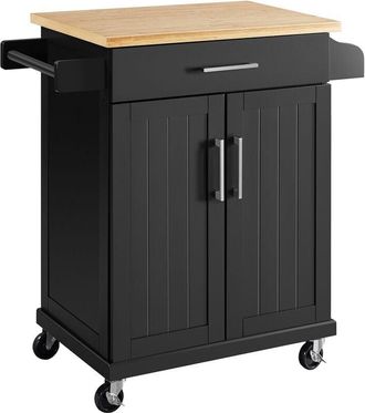 Yaheetech Carrello da Cucina con Ruote Carrello di Servizio con Cassetto Carrellino Portaoggetti Multiuso Salvaspazio a 2 Ante Stile Moderno Porta Microonde