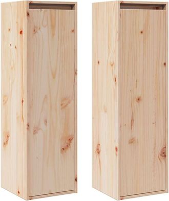 vidaXL Vidaxl - Armario de pared 2 unidades madera maciza de pino 30x30x100 cm