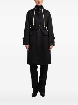Seafarer belted hooded coat - Black