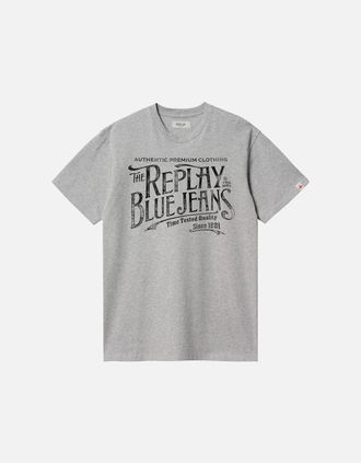 Replay Mens Replay Royal Eagle Blue Jeans Chest Logo T-Shirt - Grey - Size: 40