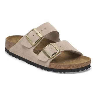 Birkenstock Sliders, female, Beige, Size: 10 US Arizona Narrow Fit