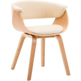 vidaXL Vidaxl - Silla De Comedor Madera Curvada Y Cuero Sint&eacute;tico Crema