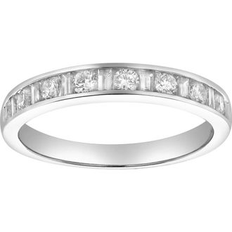LuvMyJewelry Cosmos 14K Gold Round Diamond Studded Band Ring - 0.52cts in 14K White Gold at Nordstrom, Size 7.5