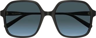 Valentino VLogo Rechthoekige Zonnebril - Dames - Zonnebrillen - Zwart - 56 MM - Accessoires