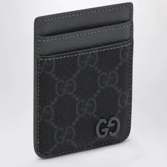 Gucci GG Supreme black/grey fabric card holder