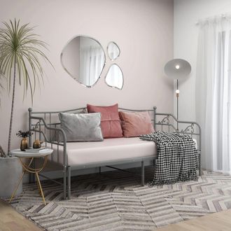 vidaXL Estructura Sof&aacute; Cama Extra&iacute;ble Sin Colch&oacute;n Metal Gris 90x200 Cm Vidaxl