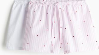 H&M 2er-Pack Schlafshorts aus Baumwollpopeline - White