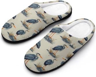 Generic Great Blue Heron Funny Mens Cotton Slippers Soft Non-Slip Rubber Sole House Slipper Indoor Outdoor