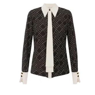 Elisabetta Franchi Shirts, female, Black, Size: S Georgette Shirt with Scarf Collar