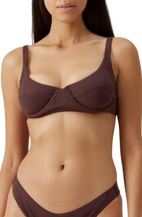 Melissa Odabash Noto Underwire Swim Top in Brown Ribbed at Nordstrom, Size 12