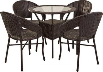 Wanderlust Deco Wanderlust Deco - Set mesa y 4 sillones color marrón 75x75x71