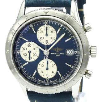 Breitling Pre-owned Navitimer A13023 Polshorloge - Heren - Pre-owned - Blauw - Maat: ONE Size Leer