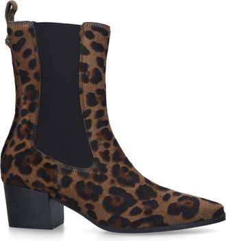 Kurt Geiger Womens Leather Star Chelsea Boots - Animal - Size UK 2