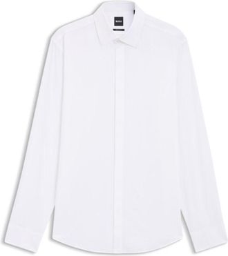 BOSS Regular-fit shirt in Italian monogrammed cotton
