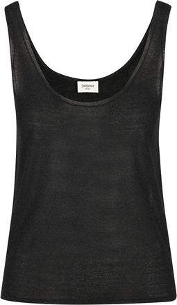 Saint Laurent Womens Black Viscose T-shirt - Size Large