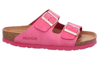 Rohde Pantolette ROHDE Alba, Damen, Gr. 35, pink, Leder, Schuhe Pantolette, Keilabsatz, Sommerschuh, Hausschuh mit zwei Schnallenverschl&uuml;sse