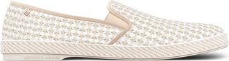 Rivieras Shoes Classic Woven Cotton Slip-On Loafer in White Beige at Nordstrom, Size 43