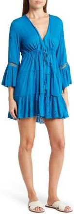 Boho Me Eyelet Flounce Cover-Up in Lapis Blue at Nordstrom Rack, Size Medium