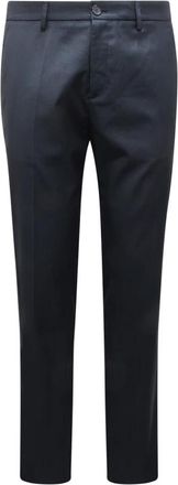 Patrizia Pepe Micro Square Slim Fit Pantalon - Heren - Nette broeken - Blauw - XL - Wol - Broeken