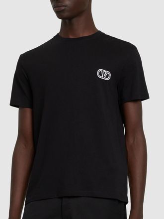 Valentino Mens VLogo Signature Patch T-Shirt in Black Cotton - Size X-Large