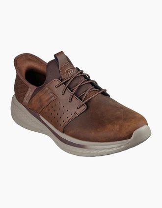 Skechers Mens Skechers Slade Zachary Textile Mens Dark Brown Wide Fit Lace-Up Shoes - Size: 12